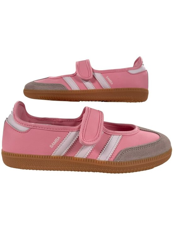 adidas Other - Adidas Samba Jane J Kids Velcro School Sneakers Pink/White Size 5 EU 37 1/3 NEW